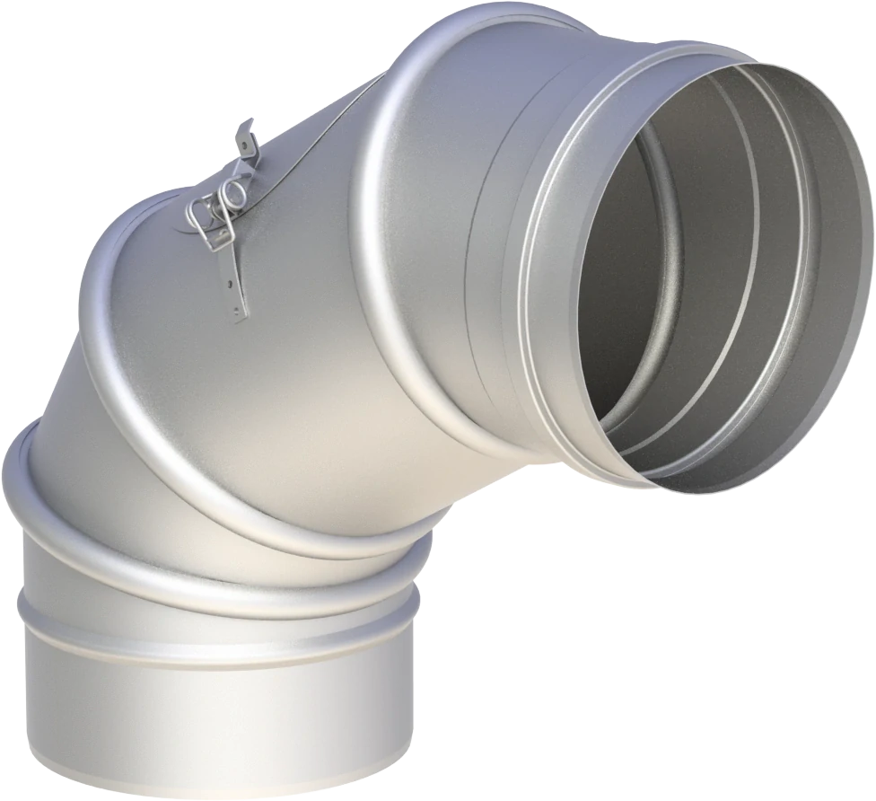 koleno otočné 0-90° s kontrolním otvorem - DN 130mm (síla plechu 0,6mm)